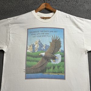 Vintage Human I Tees T Shirt Eagle Nature Mens 2XL Organic Cotton Single Stitch